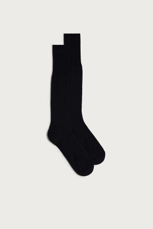 Intimissimi Hoge Sateen Egyptian Katoenen Socks Zwart | BEEGJ50643