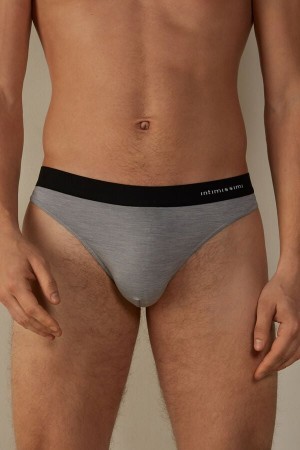 Intimissimi Logo Detailed Microfiber String Grijs | TBEWZ67047