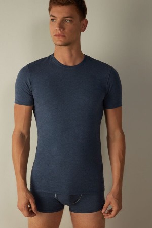 Intimissimi T-shirt in Stretch Supima® Katoenen Blauw | SBEVO52000