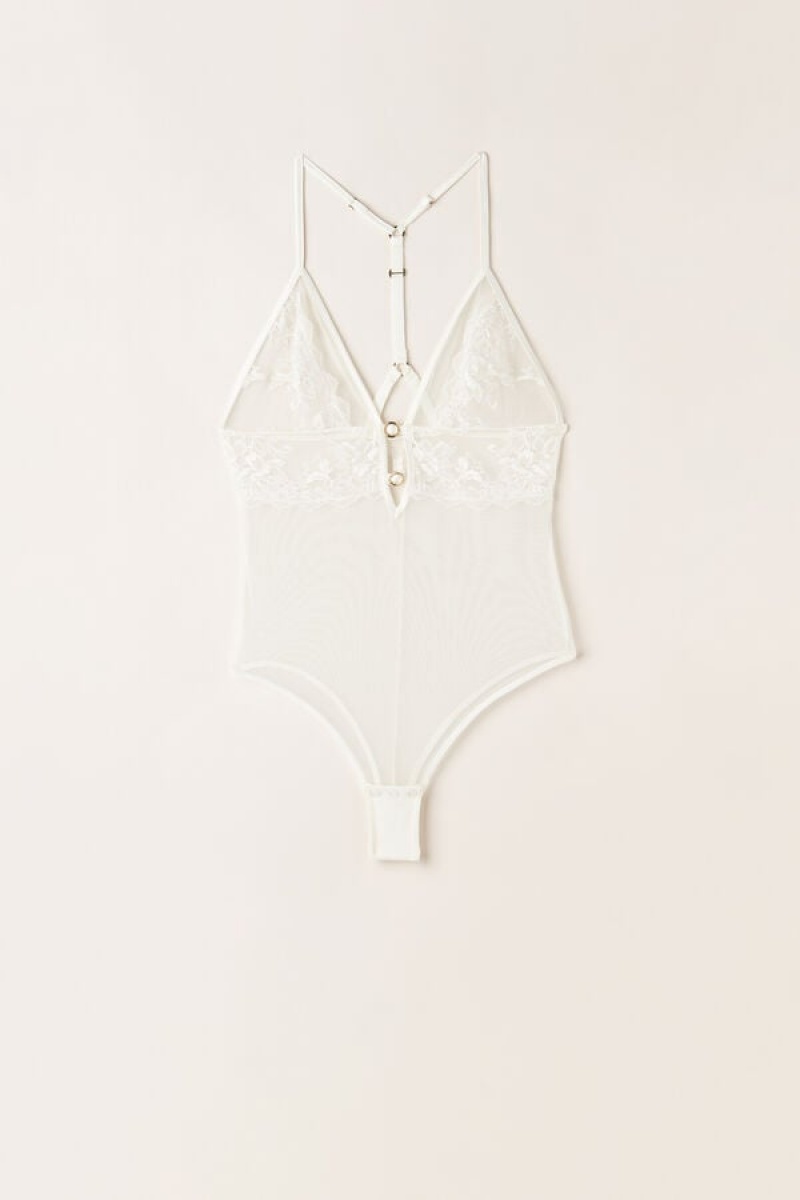 Intimissimi Fearless Femininity Tulle and Kanten Bodysuit Wit | MBEFT61485