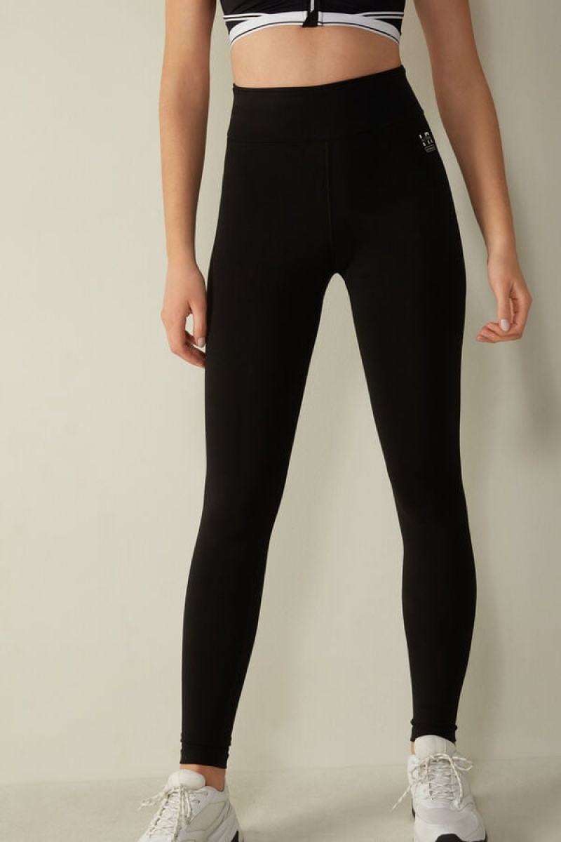 Intimissimi In Action Leggings in Organic Stretch Katoenen Zwart | BENZX78063