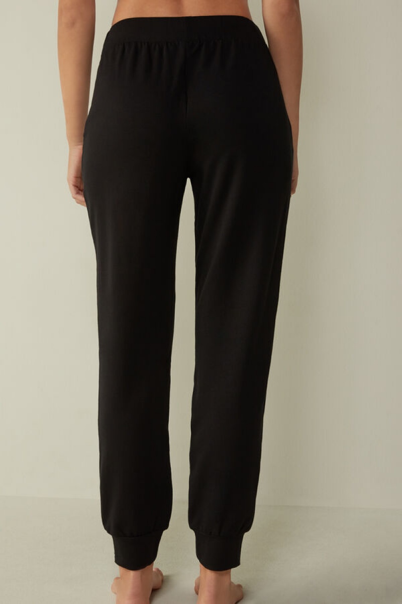 Intimissimi In Action Plush Jogger Pants Zwart | DBEVO41876