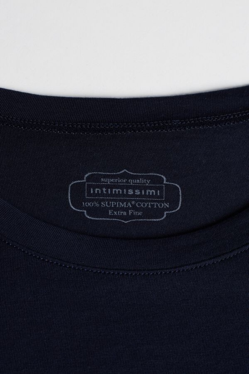 Intimissimi Kort-Sleeve T-shirt in Ultrafresh Supima® Katoenen Blauw | LBETR45231