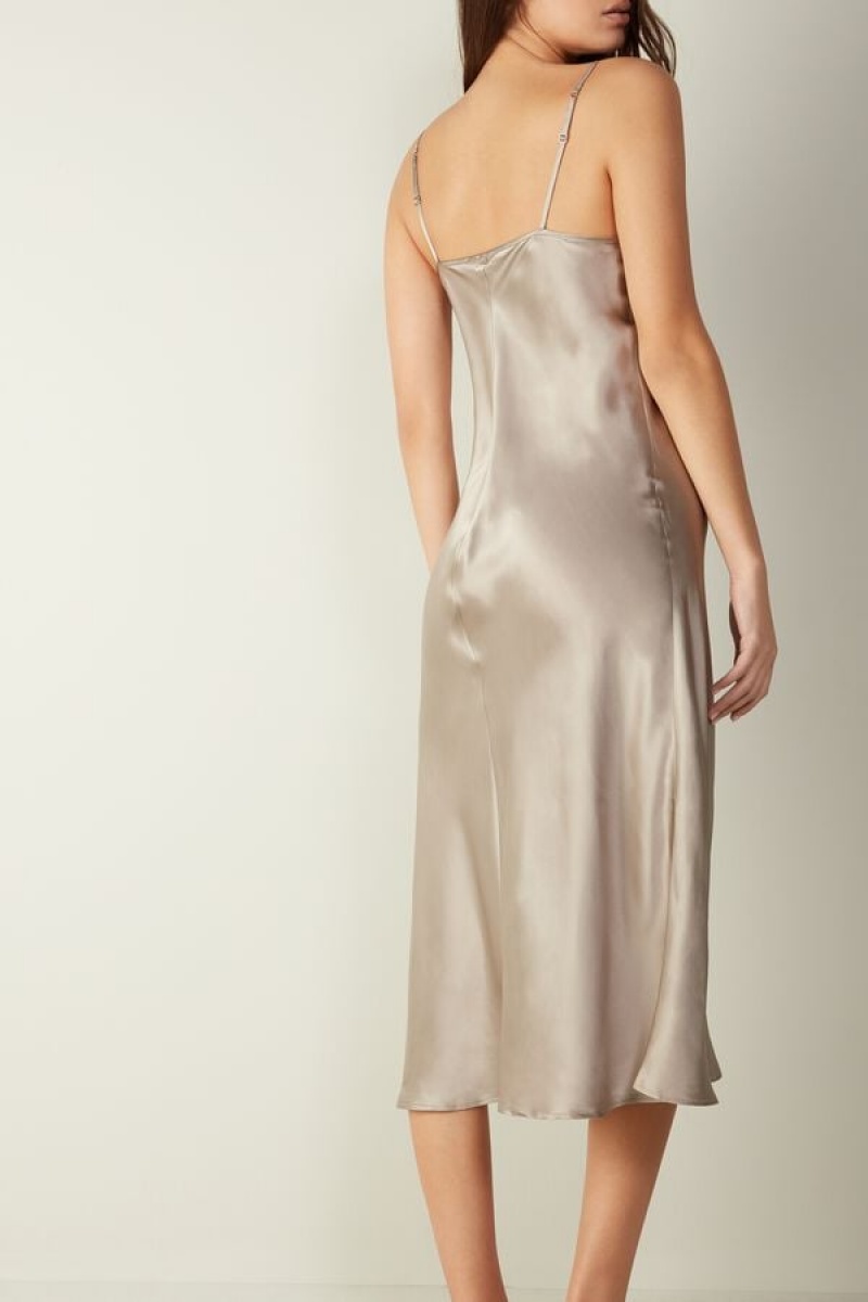 Intimissimi Midi-Length Slip in Silk Natural | ZBEMJ90071