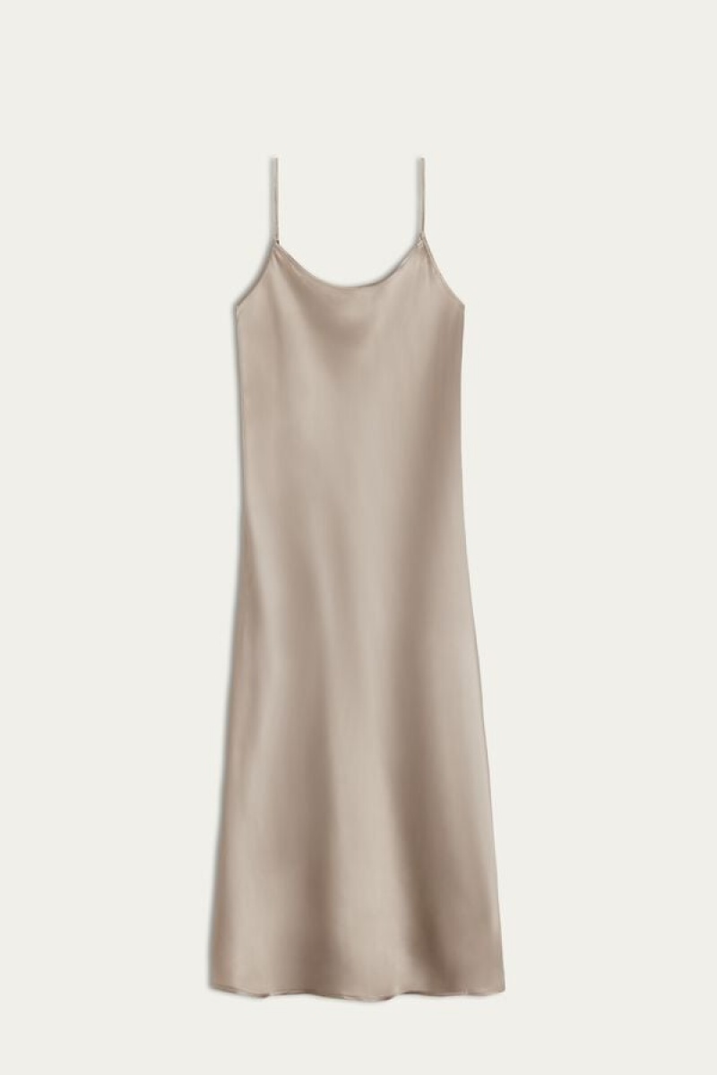 Intimissimi Midi-Length Slip in Silk Natural | ZBEMJ90071