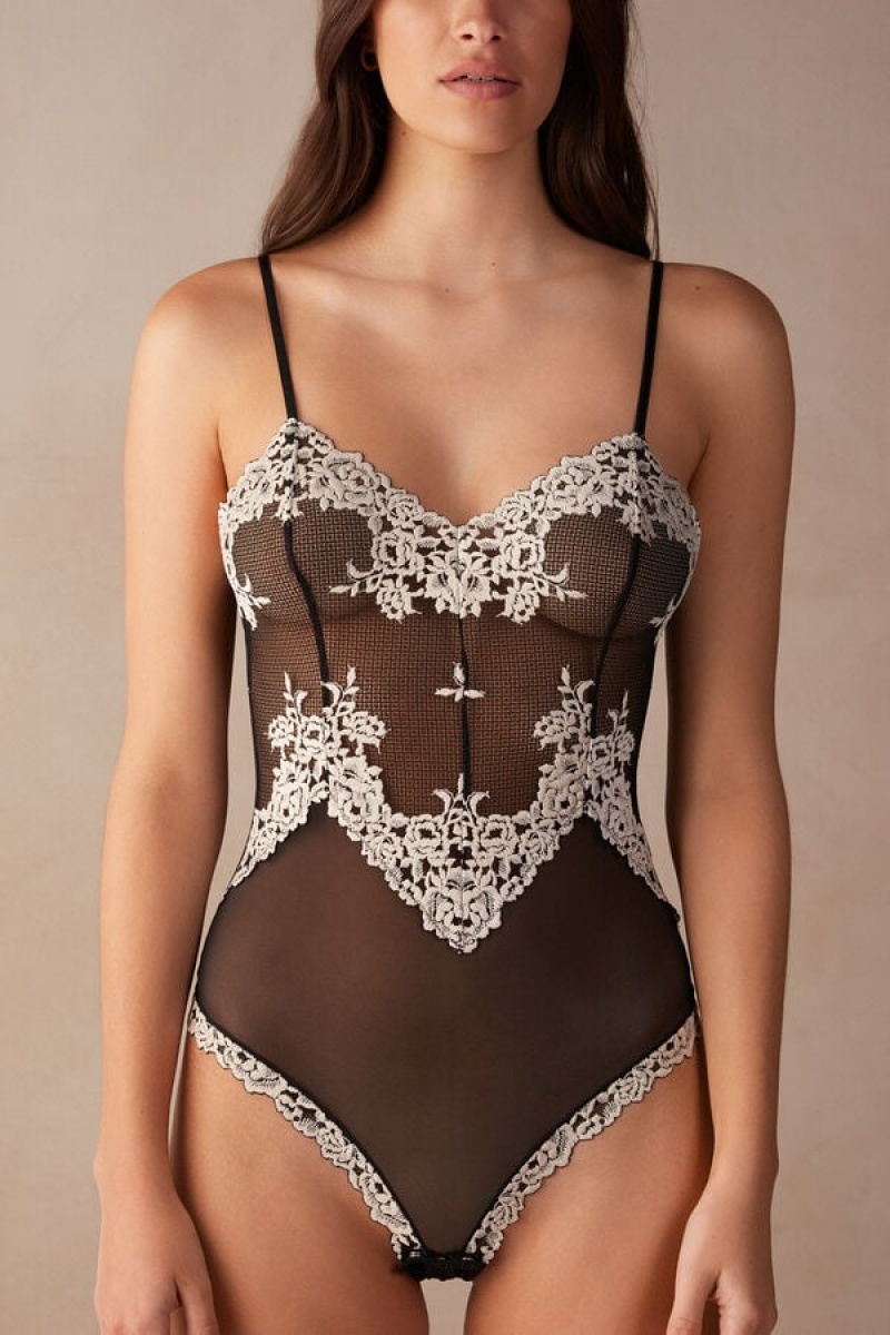 Intimissimi Pretty Flowers Tulle and Kanten Bodysuit Gekleurd | SBEVO32802