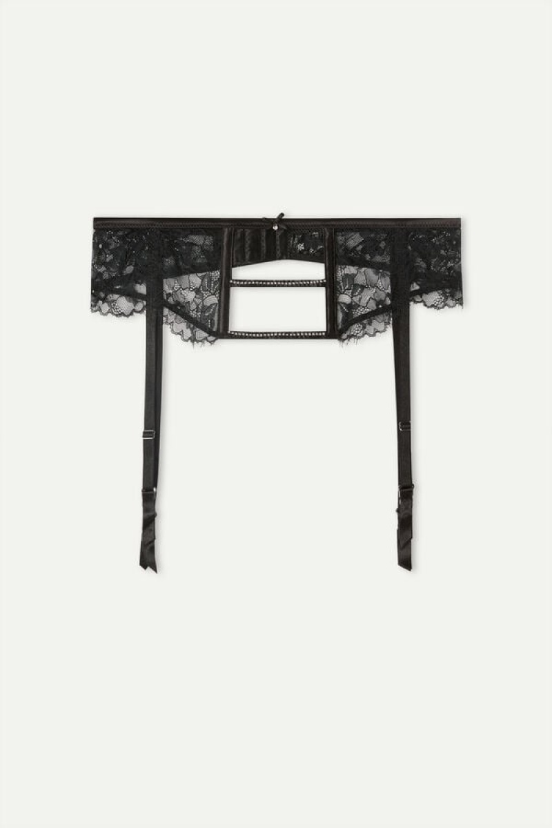 Intimissimi Shine High Like Stars Garter Belt Zwart | EBEVG46381