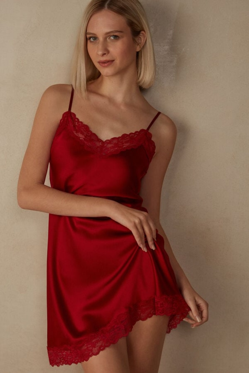 Intimissimi Silk Slip with Kanten Insert Detail Rood | UBEND97067