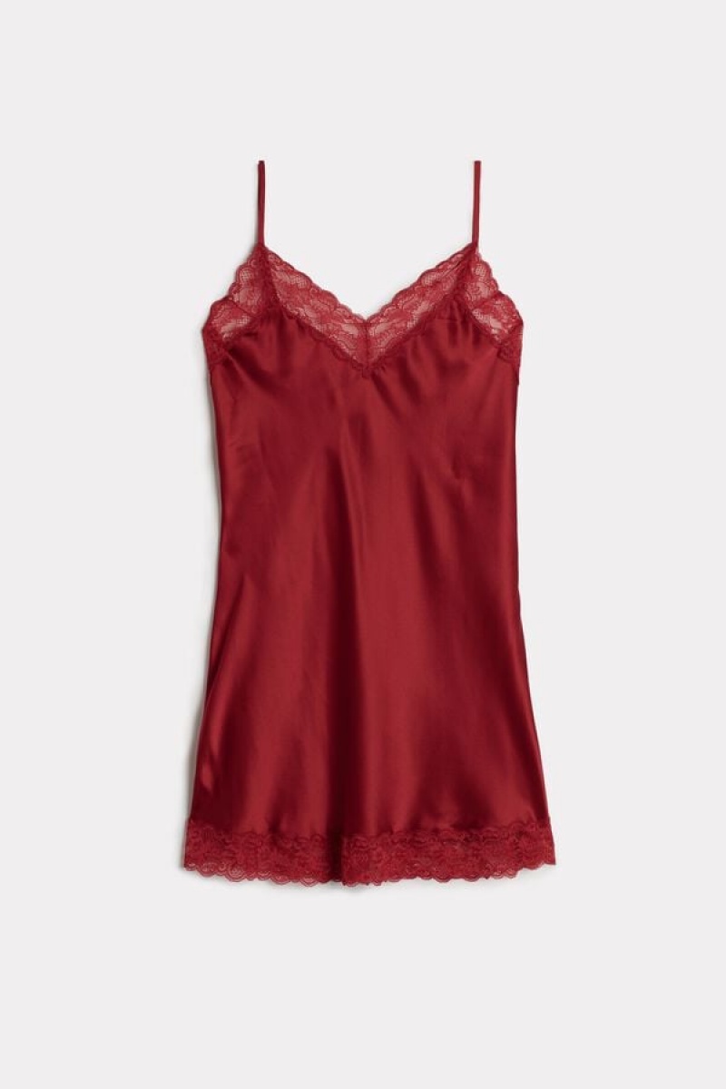 Intimissimi Silk Slip with Kanten Insert Detail Rood | UBEND97067