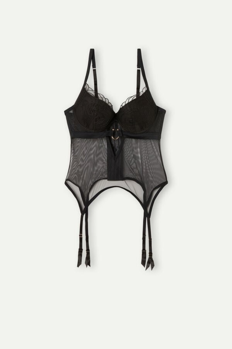 Intimissimi Steal the Show Guipure Demi-Cup Bra Zwart | BEEAH34555