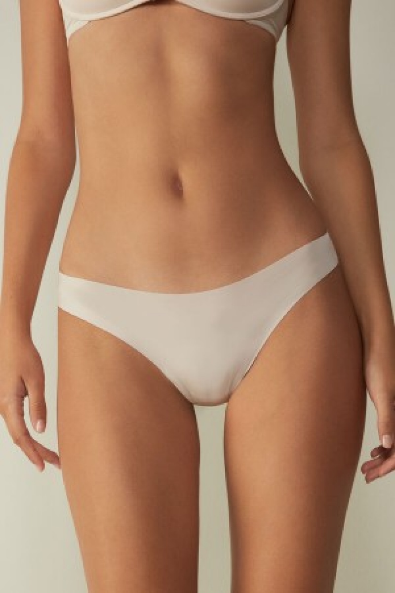 Intimissimi Brazilian Panties in Seamless Ultra Light Microfiber Natural | XBEGW84182