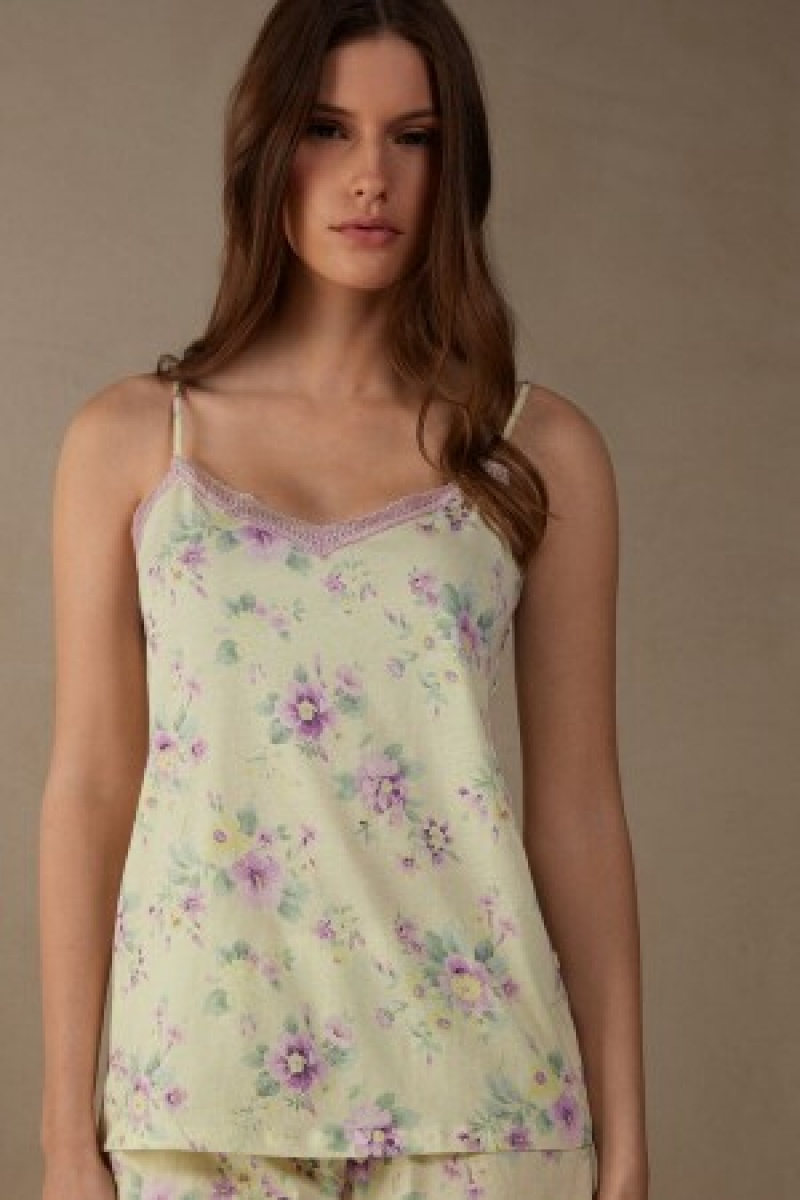 Intimissimi Flower Power Top in Supima® Ultrafresh Katoenen Geel | QBEUV15288