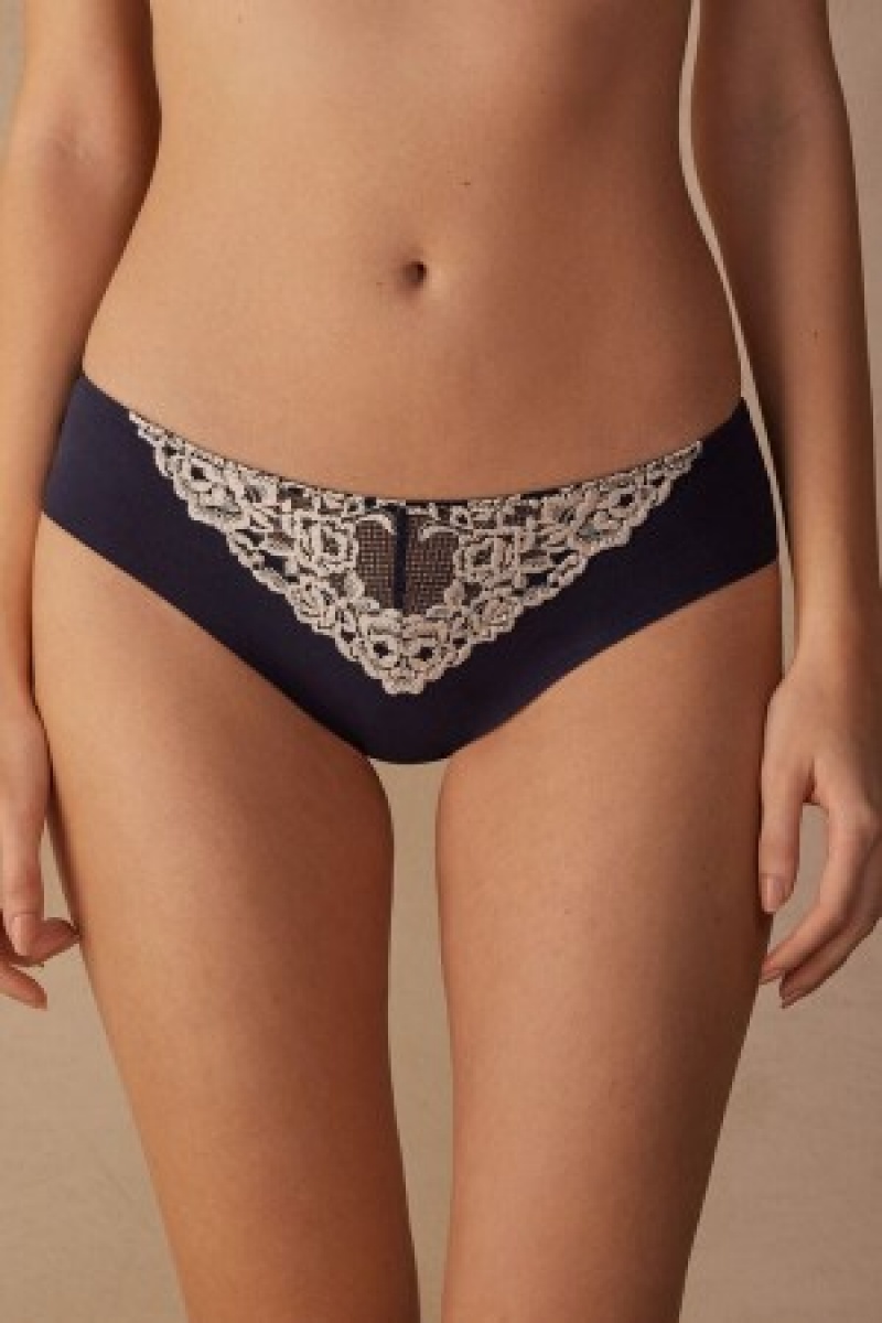 Intimissimi Pretty Flowers Seamless Katoenen Panties Blauw | MBEHR89271