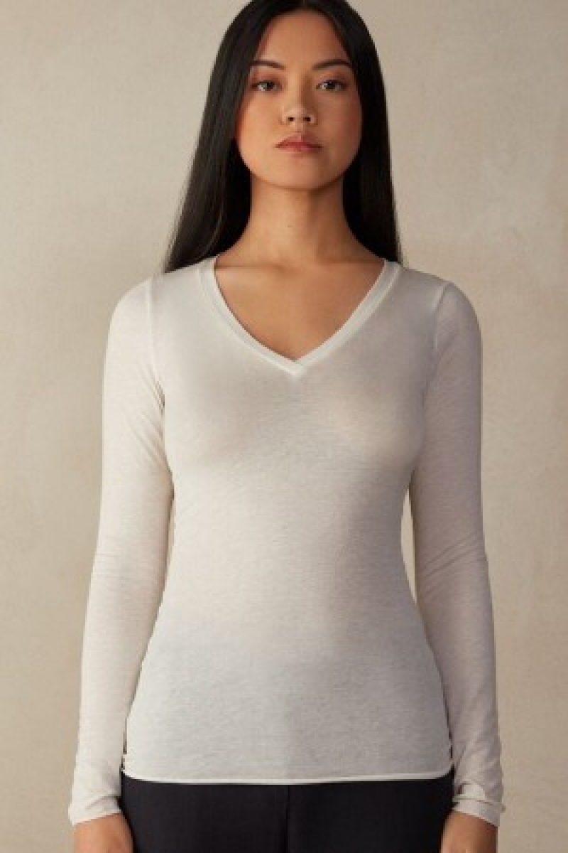 Intimissimi V-neck top in Modal Ultralight with Cashmere Wit | ABEWC68564