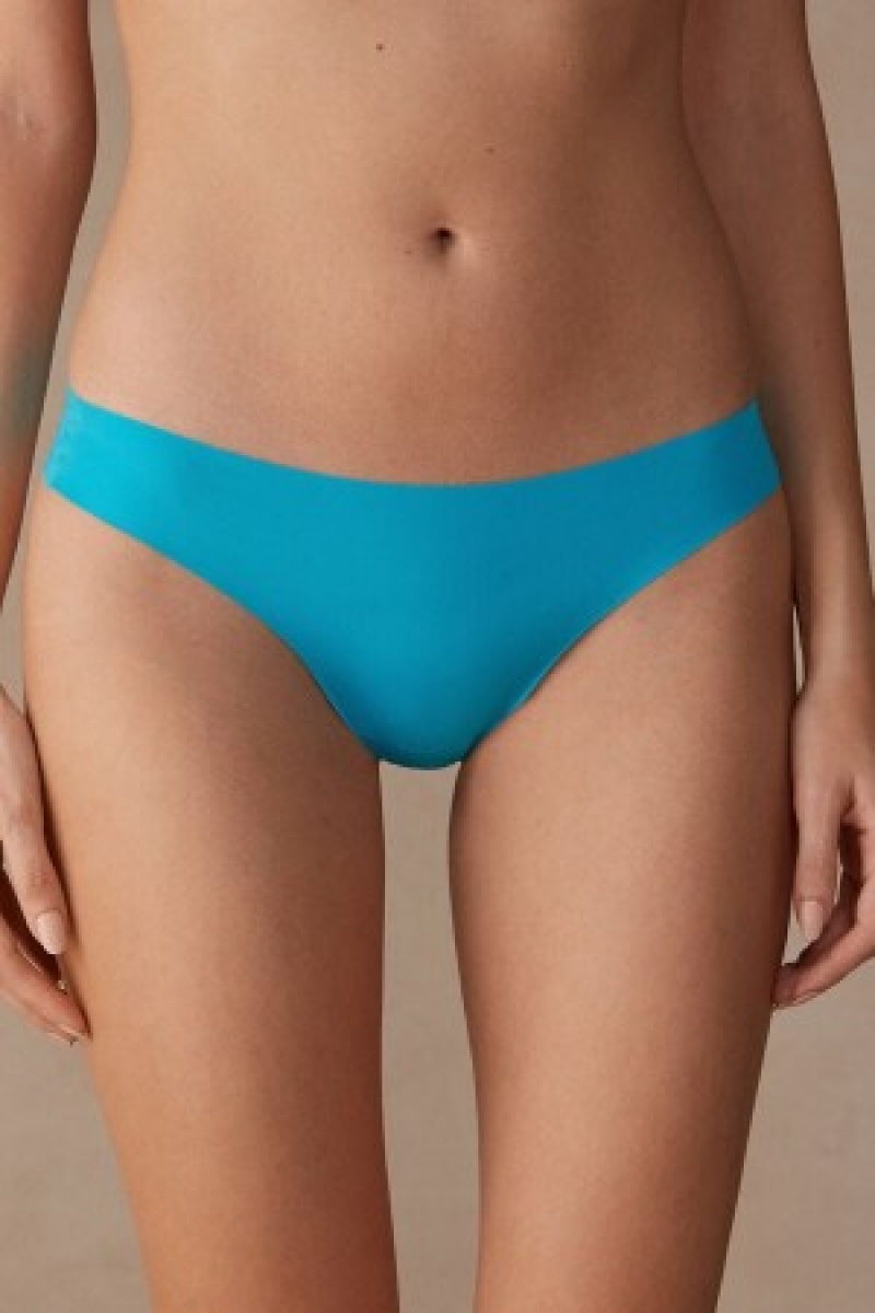 Intimissimi Brazilian Panties in Seamless Ultra Light Microfiber Blauw | ZBENQ16145