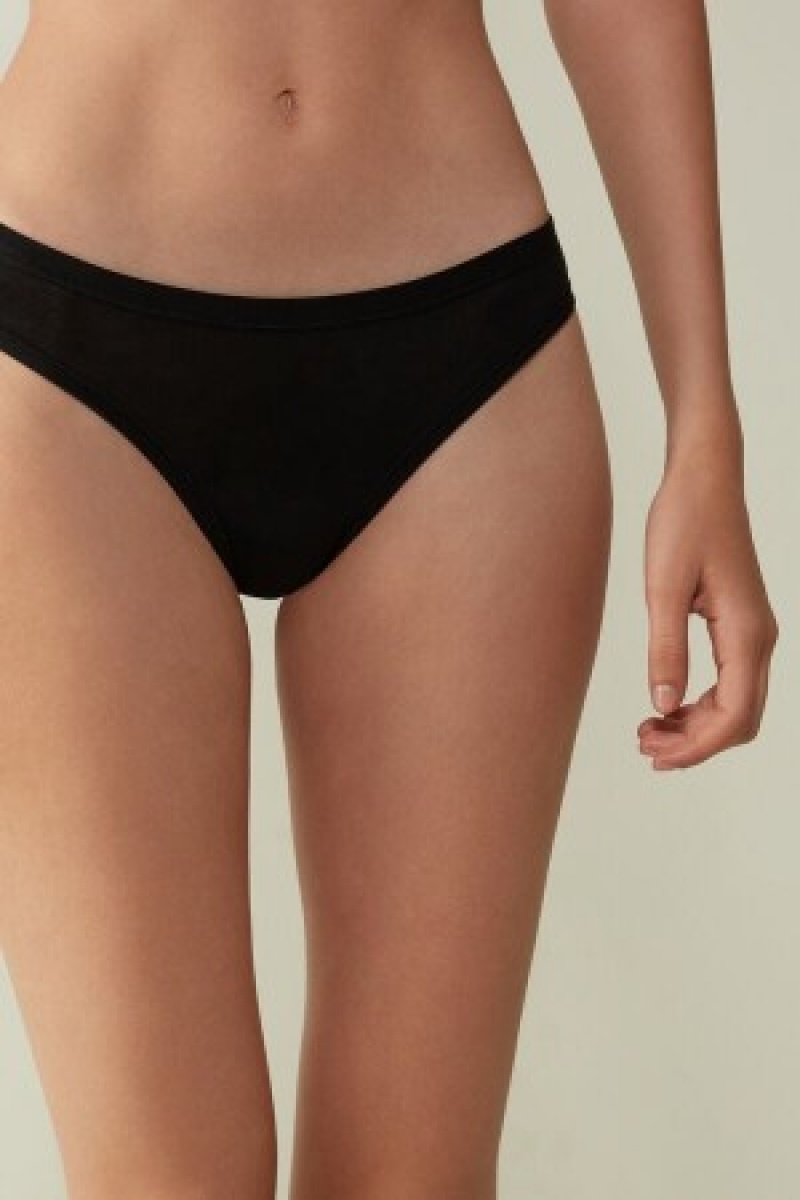 Intimissimi Brazilian Panties in Ultralight Supima® Katoenen Zwart | BEQCS40371