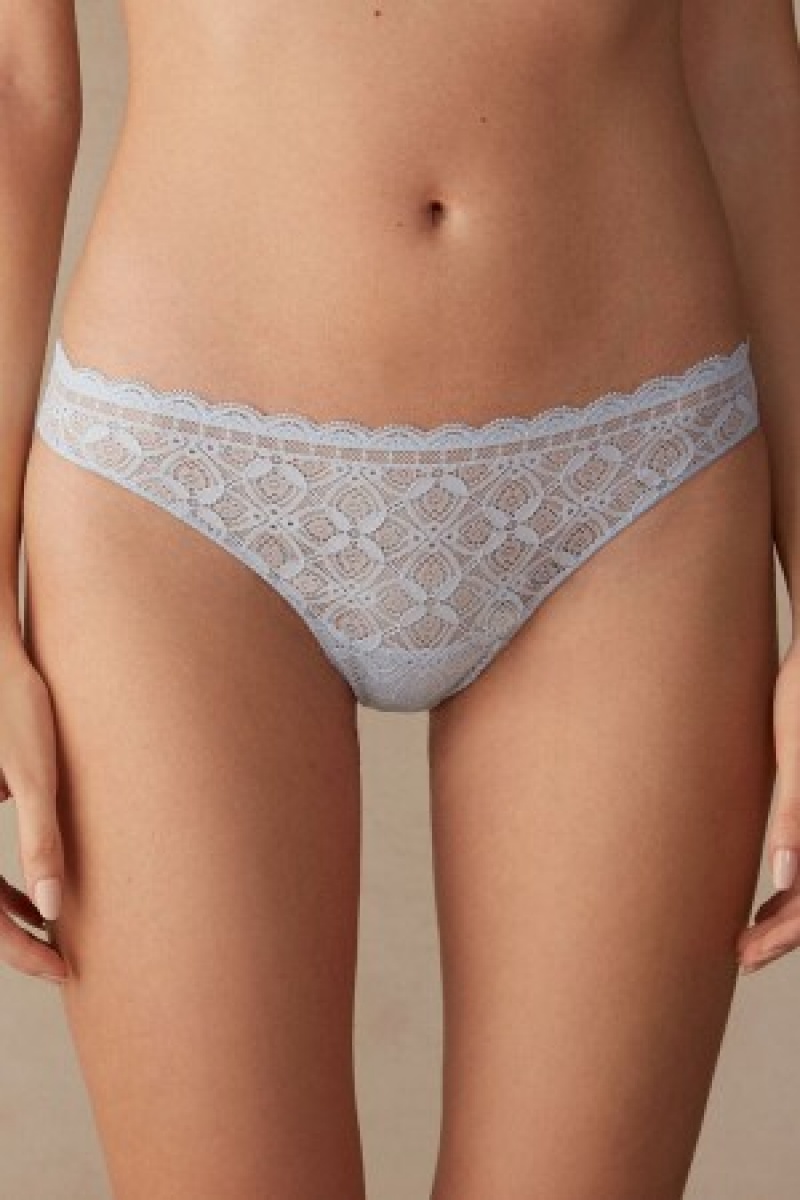 Intimissimi Kanten and Microfiber Brazilian Blauw | BEJZR93467