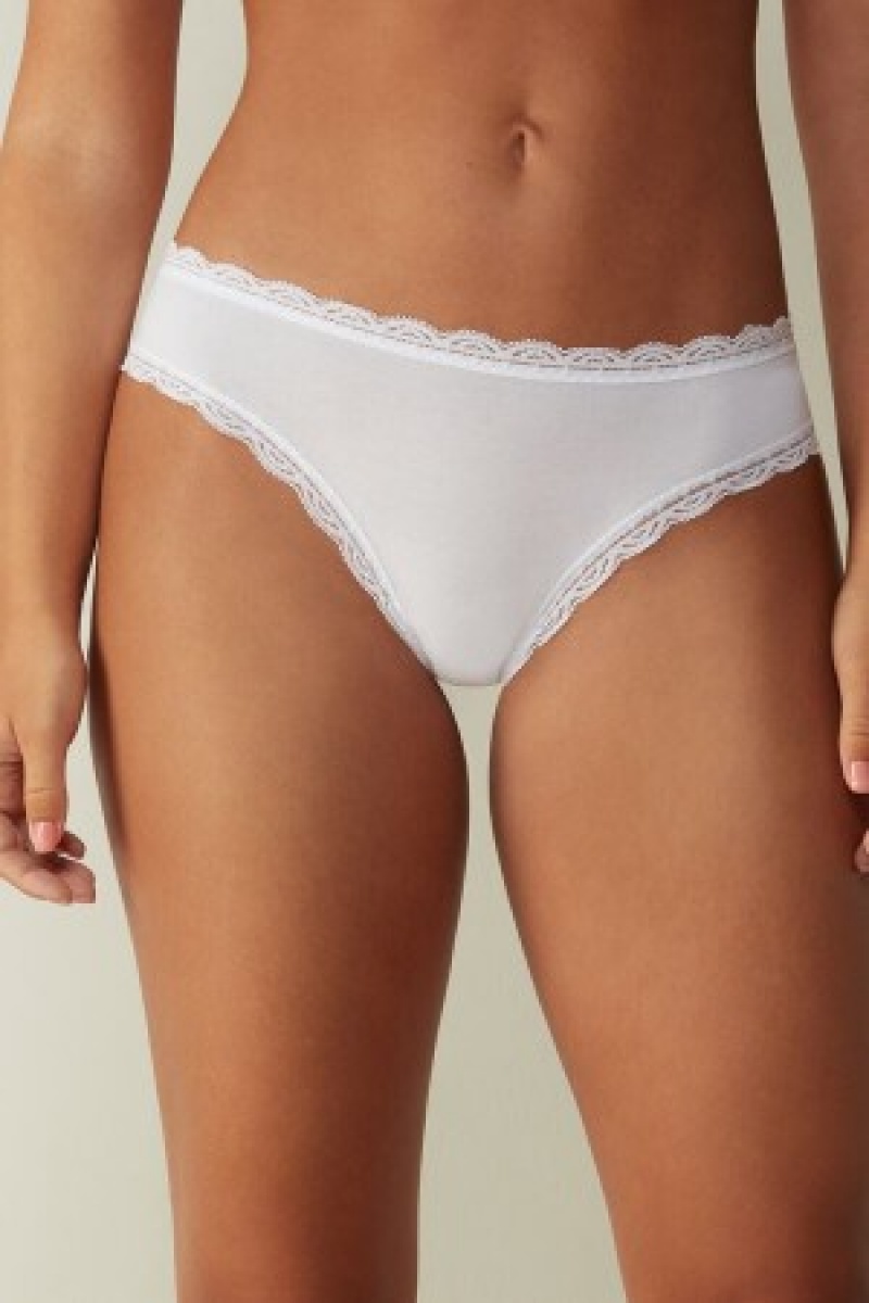 Intimissimi Katoenen and Kanten Panties Wit | TBEWZ51533