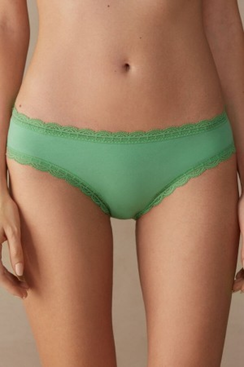 Intimissimi Katoenen and Kanten Panties Groen | BEJVR82372