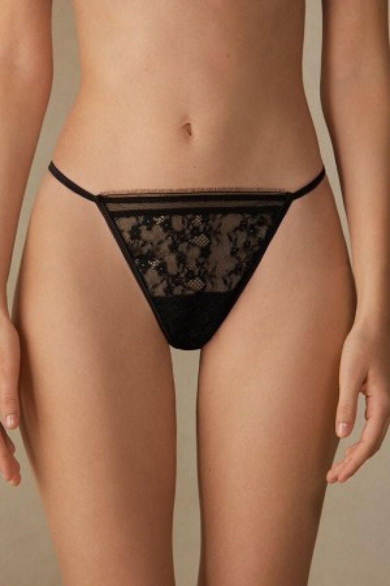 Intimissimi Luxury Treats String String Zwart | YBEGT85798