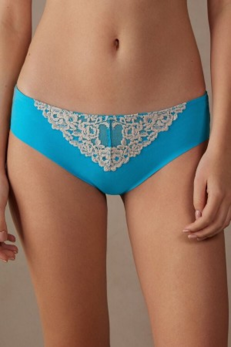 Intimissimi Pretty Flowers Seamless Katoenen Panties Blauw | BENZX47540