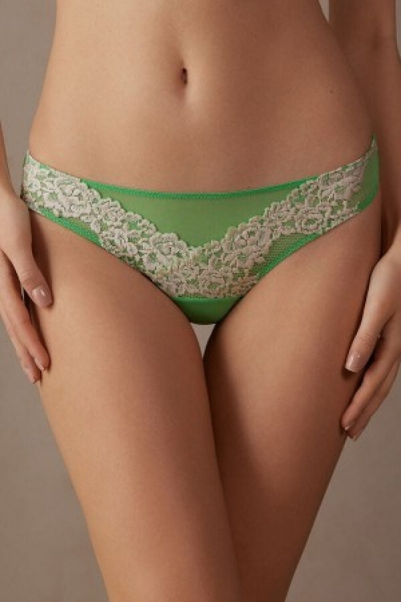 Intimissimi Pretty Flowers Brazilian Groen | BEZDE95397