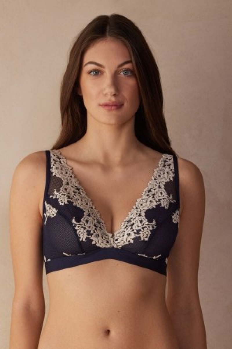 Intimissimi Pretty Flowers Lara Triangle Bra Blauw | BEQAV72915