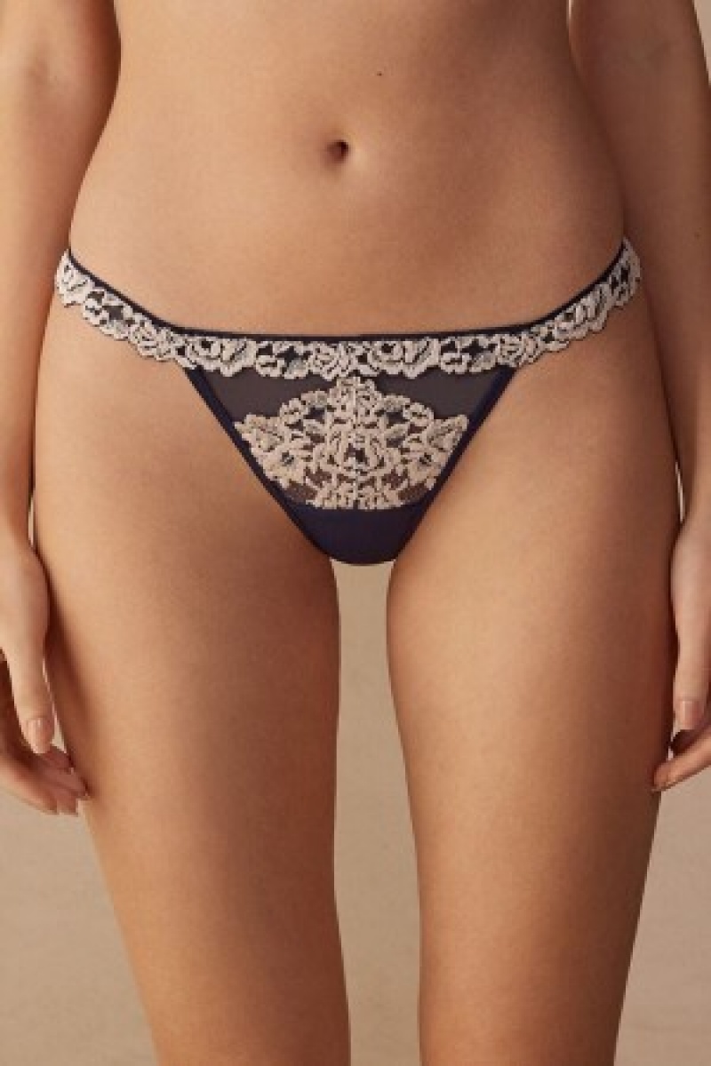 Intimissimi Pretty Flowers String String Blauw | FBEUI33554