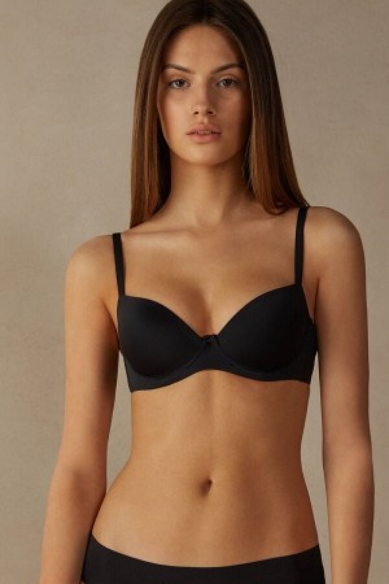 Intimissimi Sofia Microfiber Gewatteerd Balconette Bra Zwart | DBEVO40630