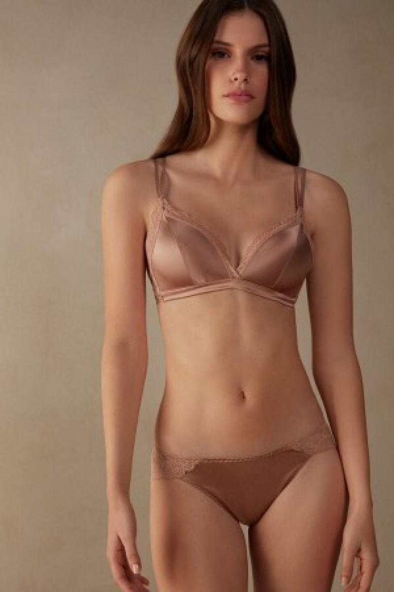 Intimissimi Tiziana Silk and Kanten Triangle Bra Natural | SBENY68326