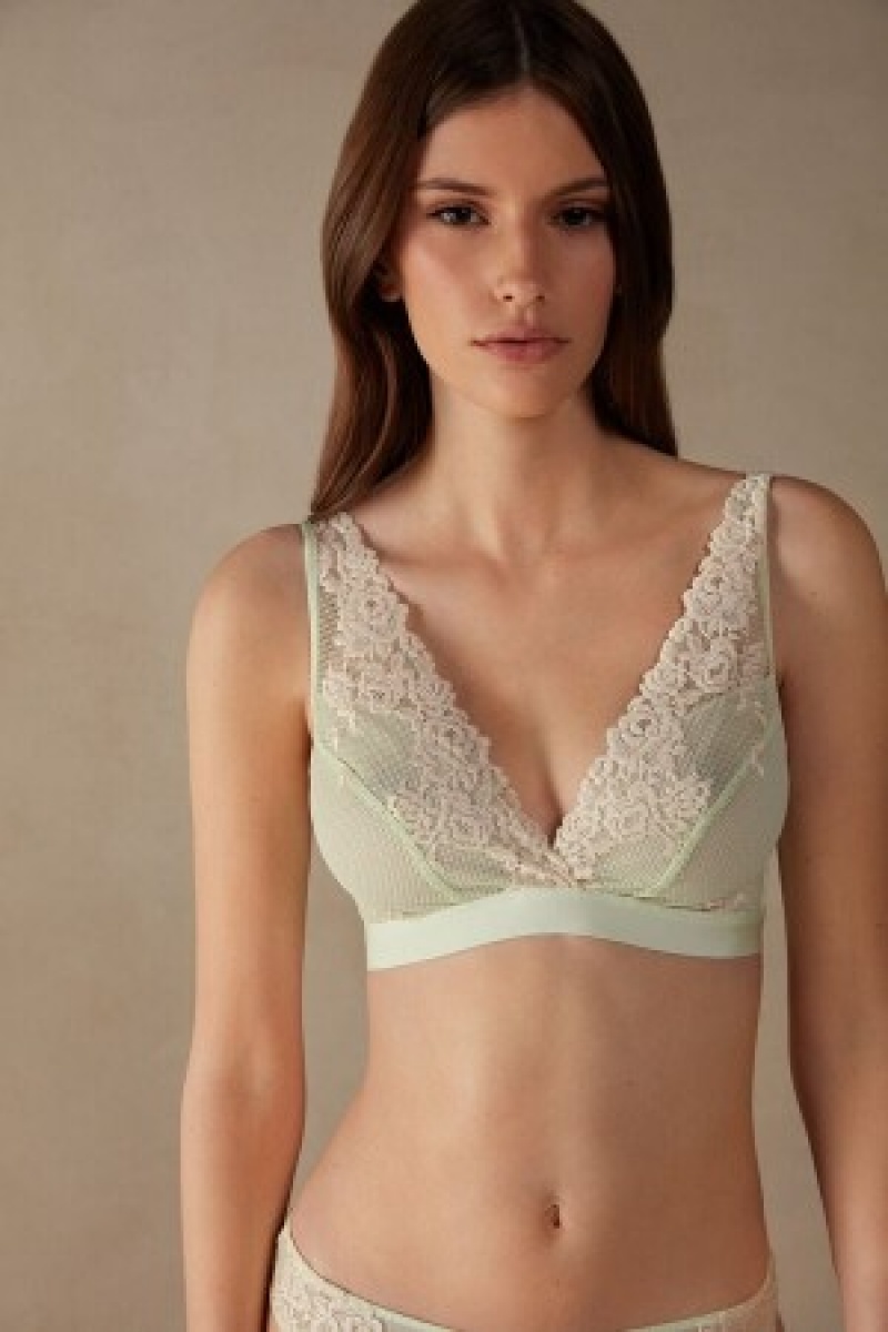 Intimissimi Pretty Flowers Lara Triangle Bra Groen | QBEWA41508