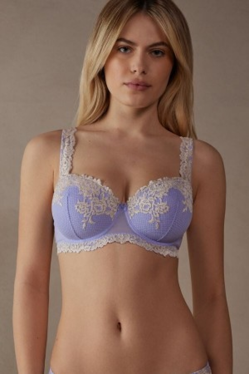 Intimissimi Pretty Flowers Sofia Balconette Bra Violet | TBEWZ66598