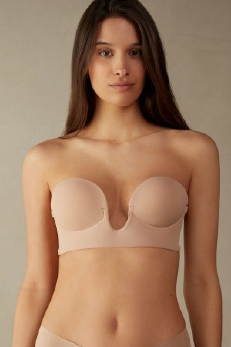 Intimissimi Stick-On Bandeau Plunge Bra with Graduated Cups Natural | ABEDF48028