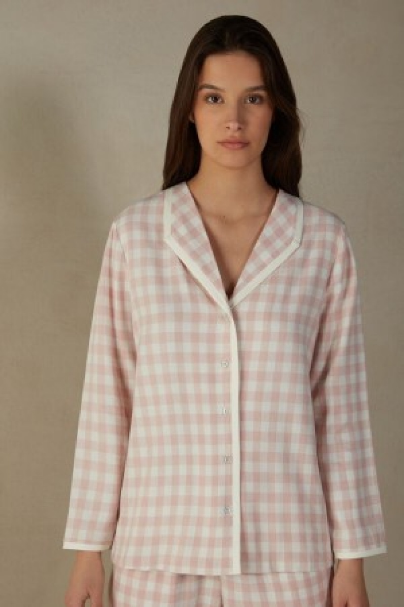 Intimissimi Gingham Lover Shirt in Brushed Cloth Wit | BENZX80017