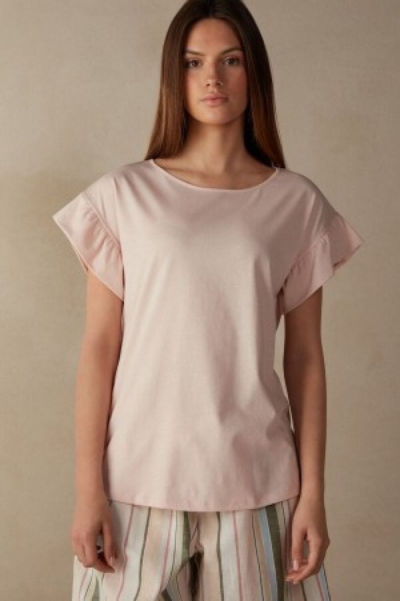 Intimissimi Marine Holidays Kort Sleeve Top in Supima® Ultrafresh Katoenen Roze | SBENY11991