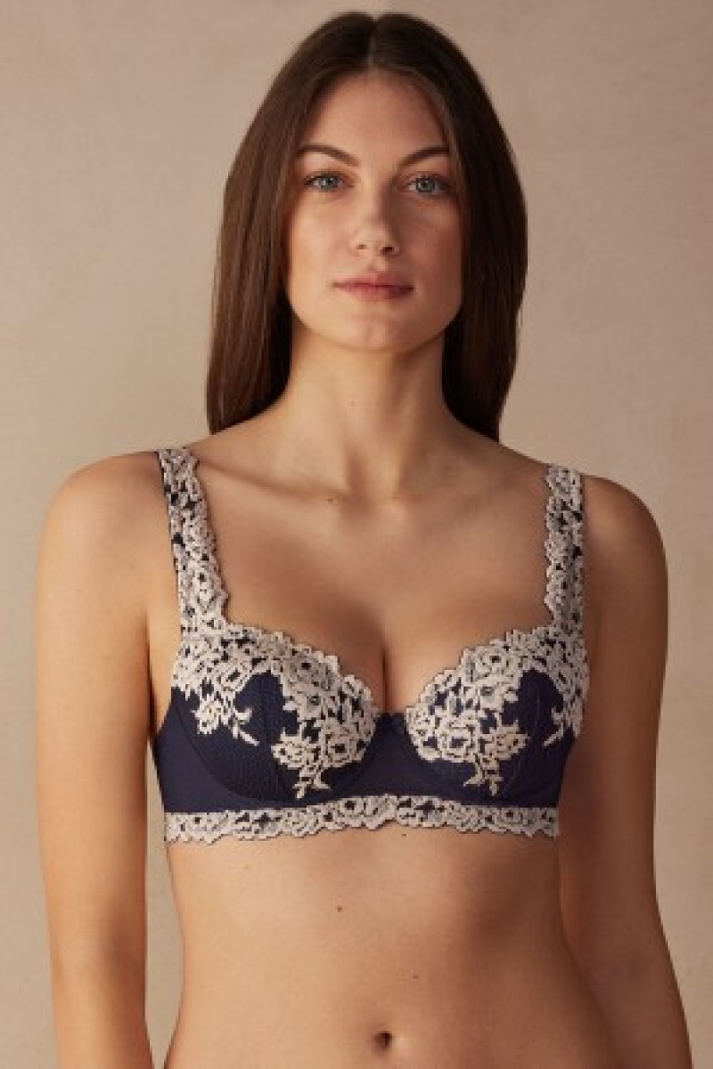 Intimissimi Pretty Flowers Sofia Balconette Bra Blauw | DBEKV78248