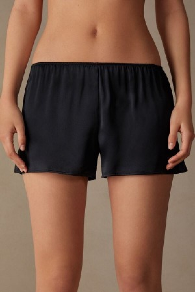 Intimissimi Smooth Silk-Satin Shorts Zwart | XBEBH54086