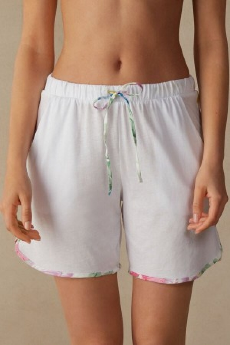 Intimissimi Summer Garden Shorts in Supima® Ultrafresh Katoenen Wit | MBEHR73450