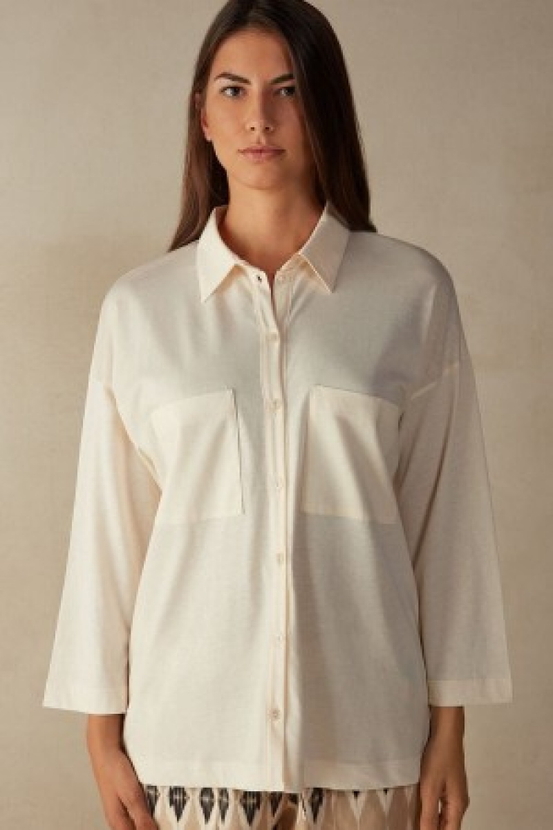 Intimissimi Urban Nomad Katoenen Shirt Wit | QBEWA69780