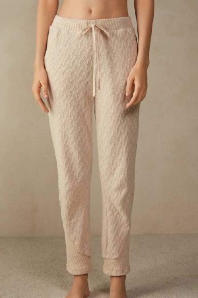 Intimissimi Winter Braid Full Length Cuffed Pants Natural | TBEWZ95940