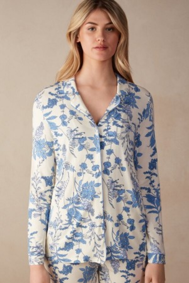 Intimissimi Feeling Beautiful Button Up Shirt in Modal Print | XBEGW93414