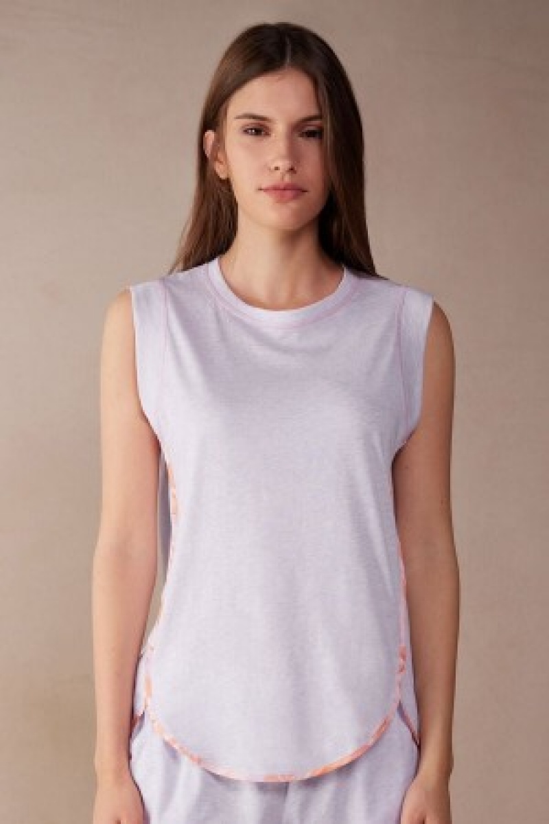 Intimissimi Iris and Apricot Ultrafresh Supima® Katoenen Tank Top Violet | YBEVQ71242