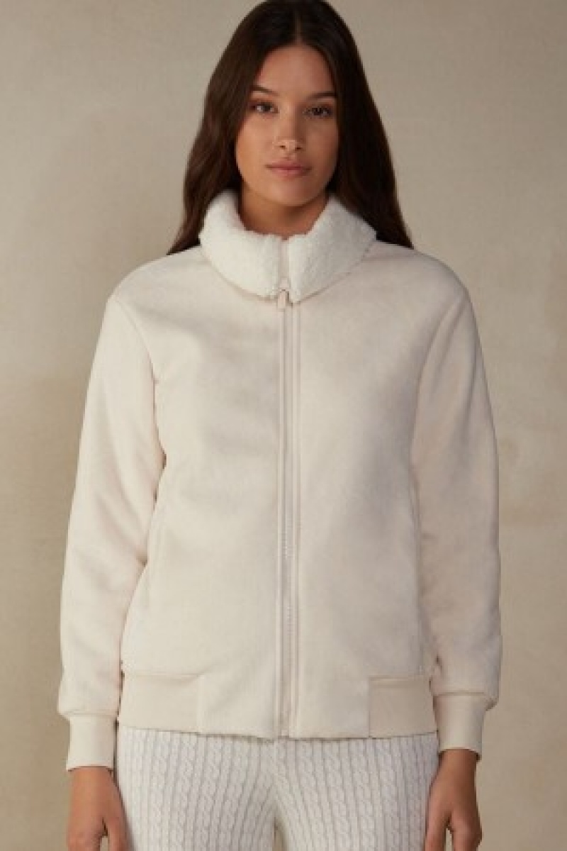 Intimissimi Lady from the Mountains Fleece Bomber Natural | EBEVG84852