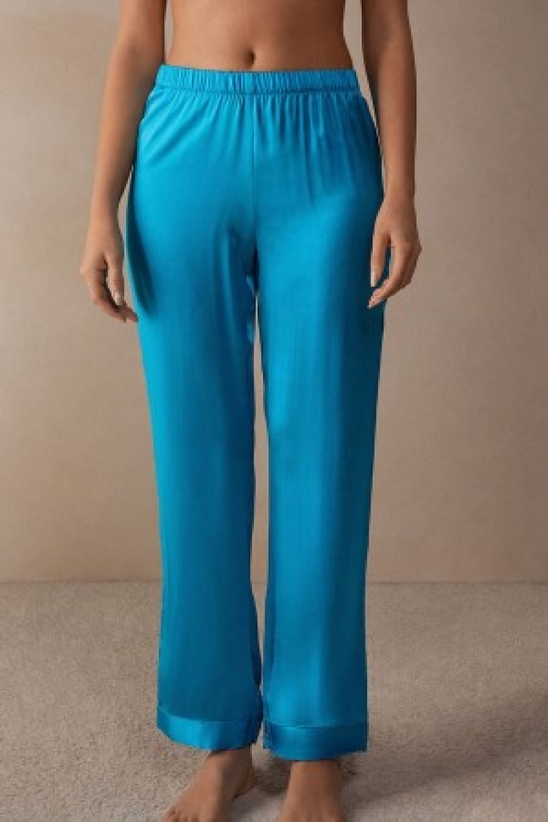 Intimissimi Silk Satin Pajama Pants Blauw | SBEVO88685