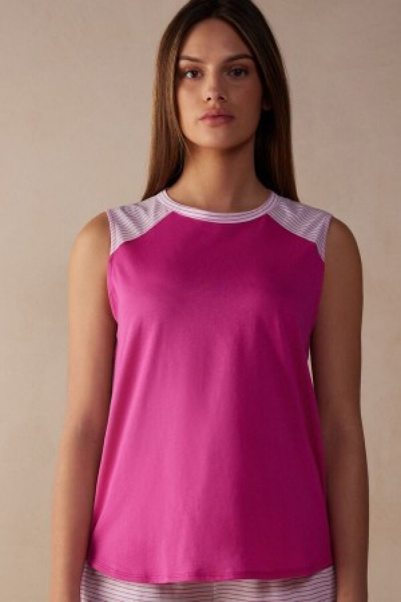 Intimissimi Strawberry Milkshake Tank Top in Supima® Ultrafresh Katoenen Roze | EBEVG82443