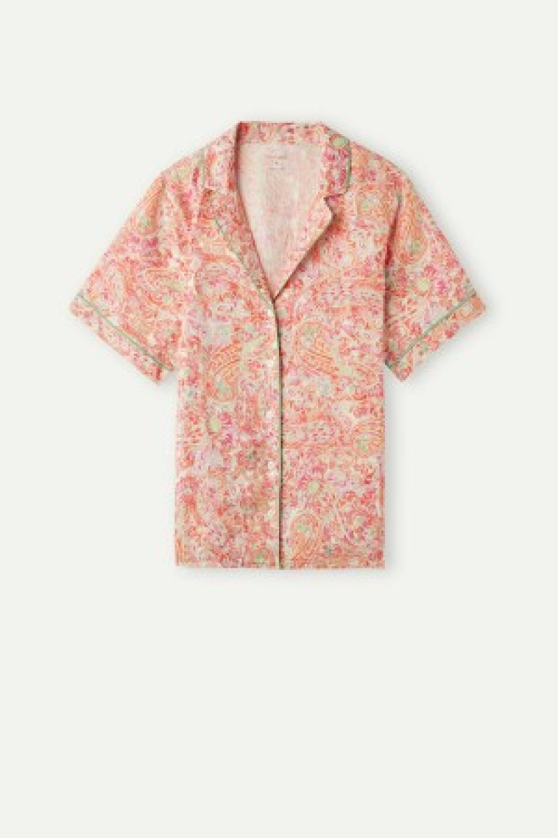 Intimissimi Summer Journey Kort Sleeve Linen Shirt Gekleurd | GBEUC68979