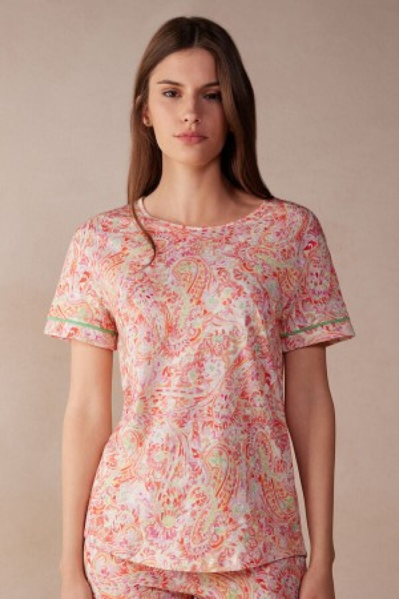 Intimissimi Summer Journey Ultrafresh Supima® Katoenen Kort Sleeve Top Gekleurd | BEEAH55248