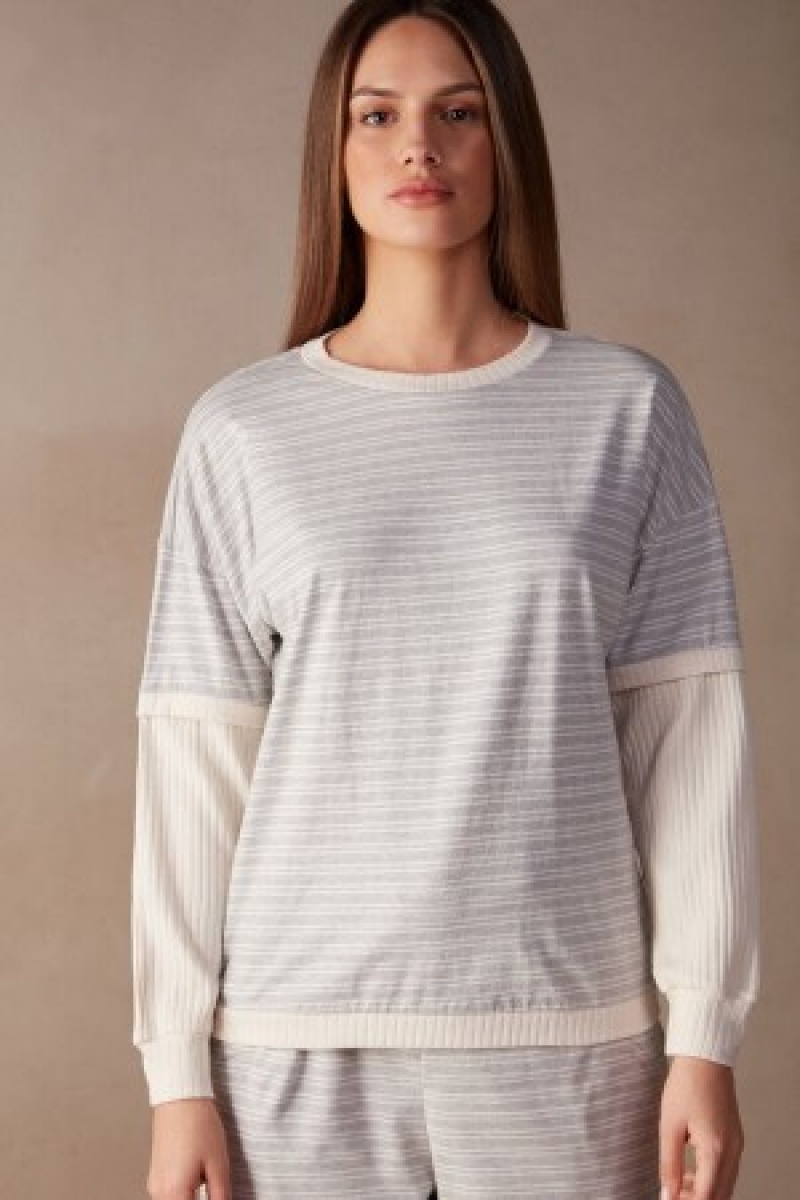 Intimissimi Vrijetijds Sunday Long Sleeve Top Wit | BEZPD67716