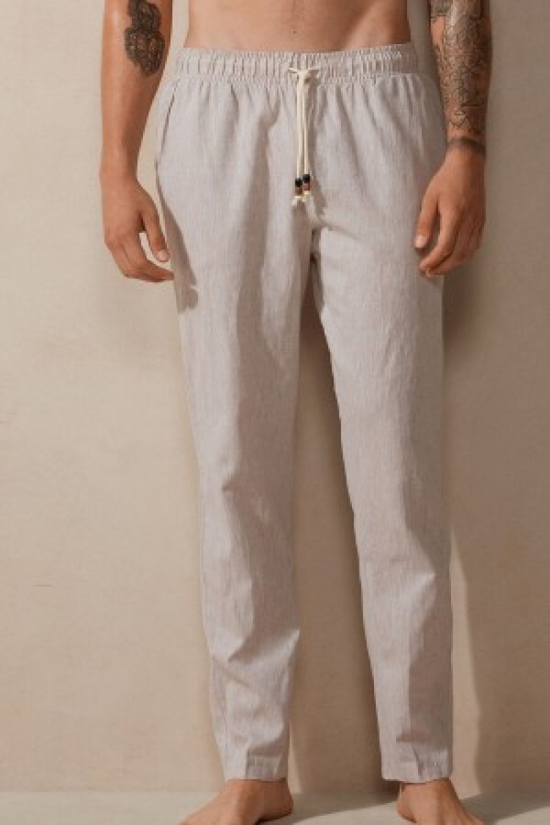 Intimissimi Linen and Katoenen Full Length Pants Natural | ZBEMJ52155