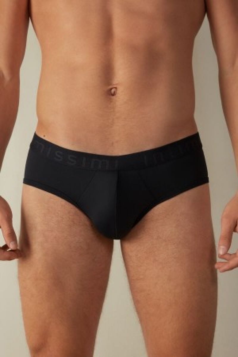 Intimissimi Microfiber Briefs with Logo Detail Blauw | QBEWA25641